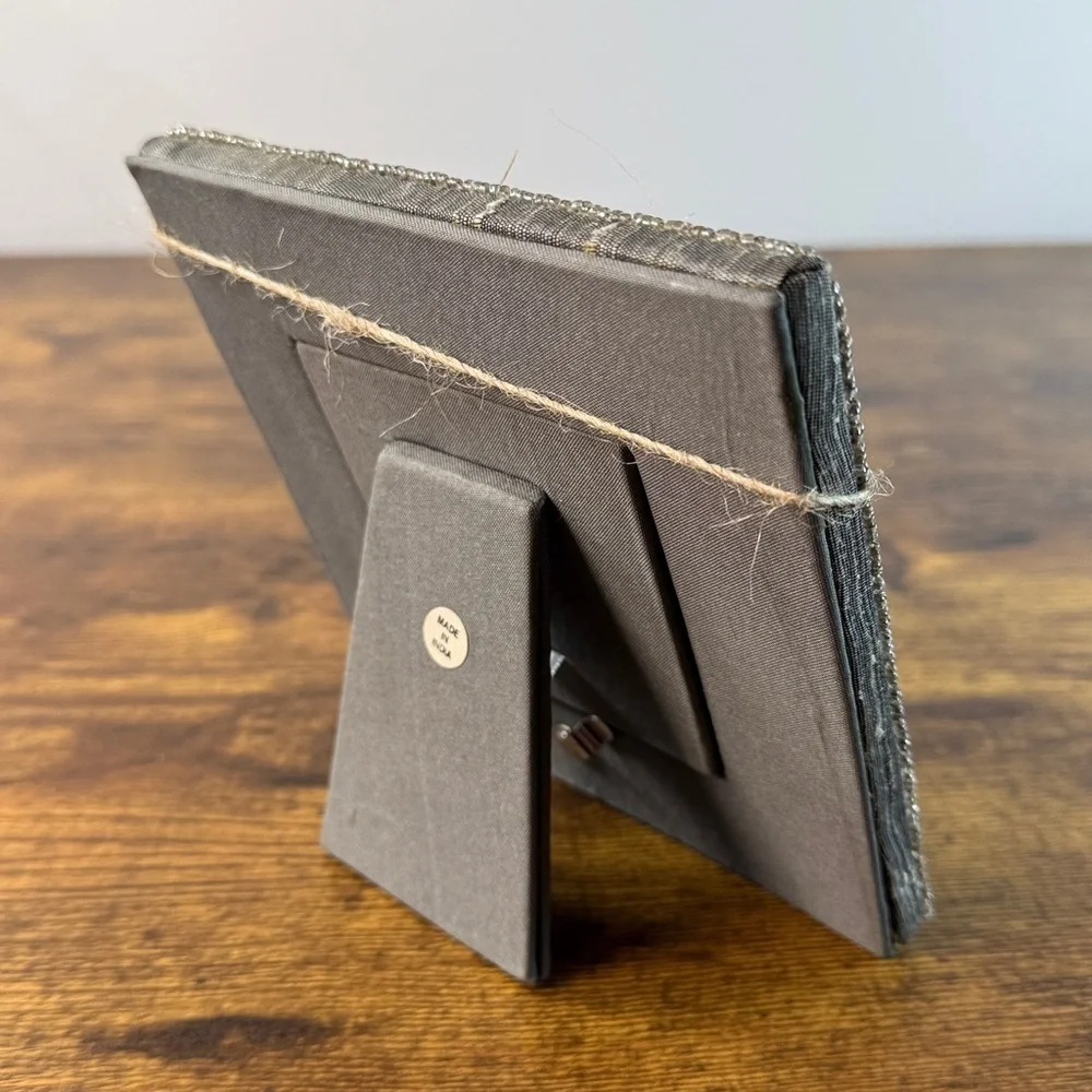 Elegant Gray Rustic Photo Frame with Floral Accents